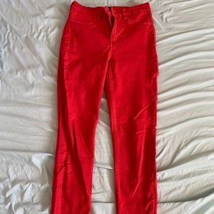 red skinny jeans